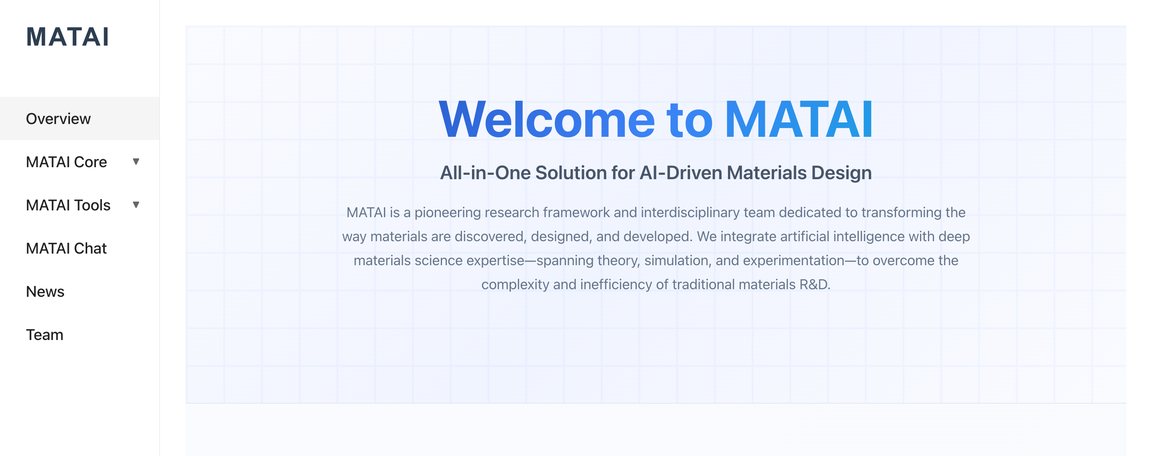 The MATAI platform home page
